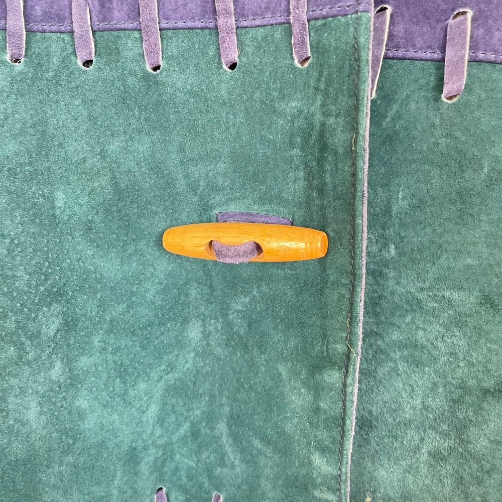 Vtg Deerskin Womens Jacket Sz M Hooded Parka Suede Maximalist Colorful Statement - Picture 11 of 11